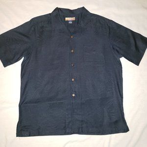 Havana Jacks Cafe Mens L Black/Floral Short Sleeve Hawaiian Button Down Shirt